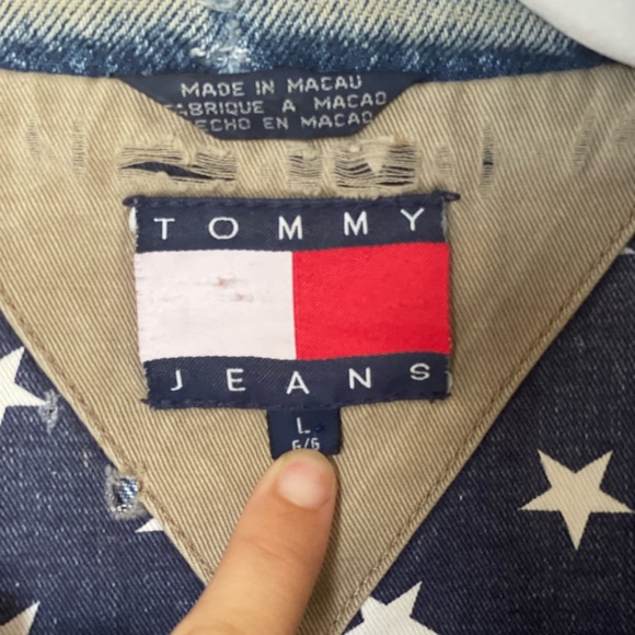 Vintage Rare Tommy Hilfiger Denim Jacket Big Logo Tommy Jeans Flag VTG Trucker - Picture 3 of 10